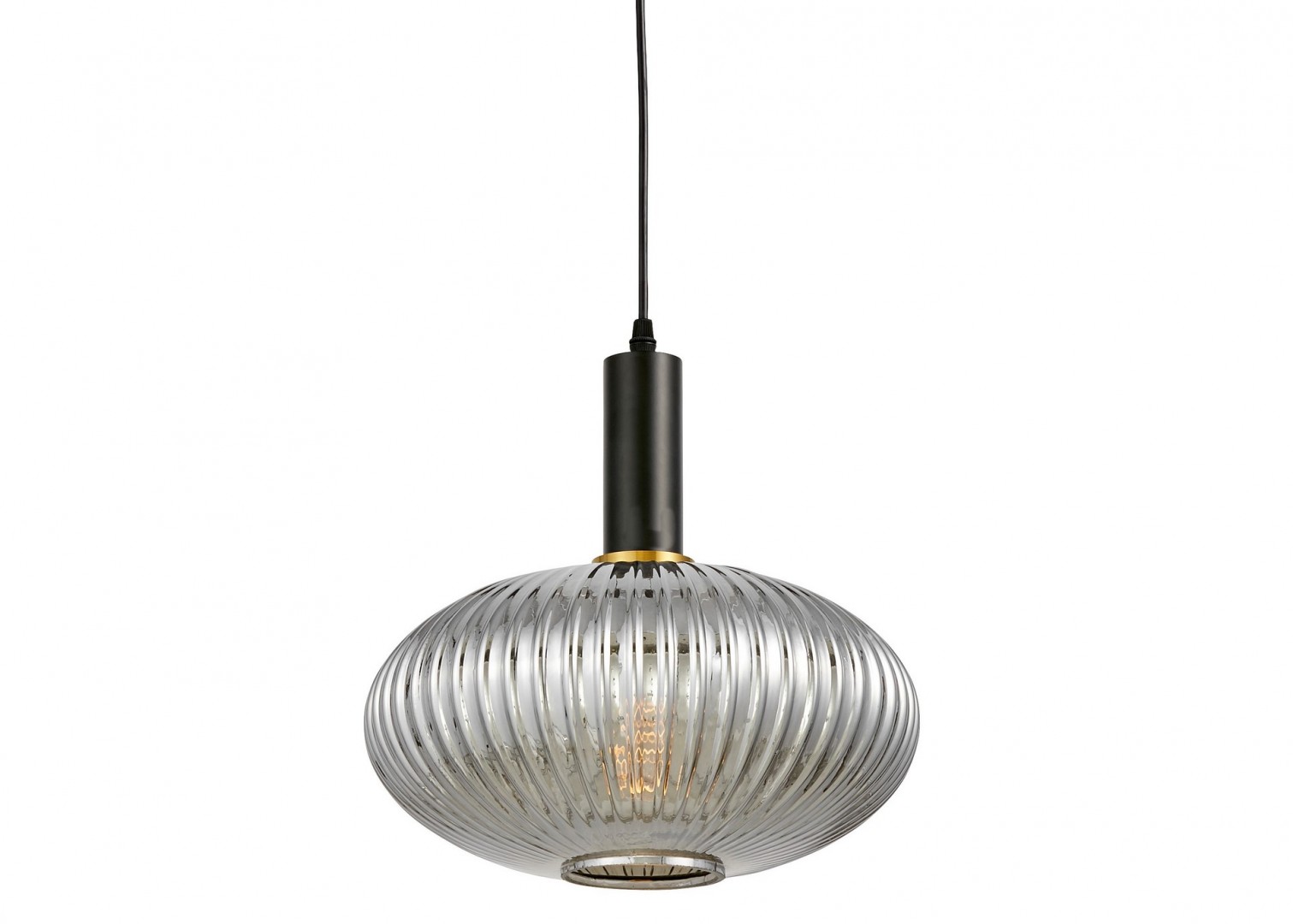 Nowoczesna lampa loft z pojedynczym dymionym kloszem ujęcie od dołu