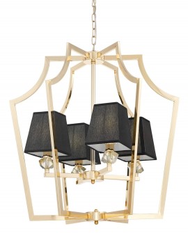 NOWOCZESNA LAMPA WISZĄCA ZŁOTA Z CZARNYMI ABAŻURAMI MONTERO LUMINA DECO