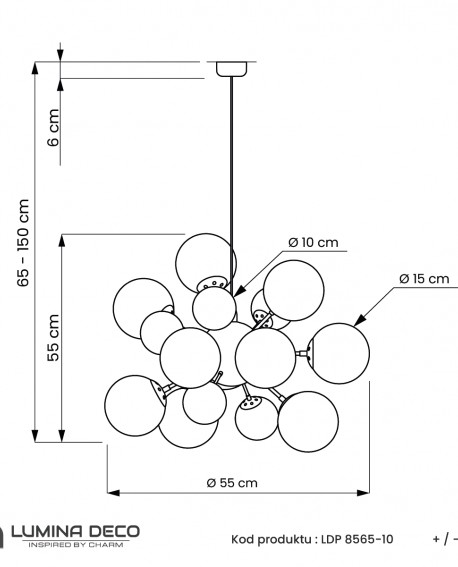 LAMPA WISZĄCA NOWOCZESNA GALAKSIDA W10 LUMINA DECO