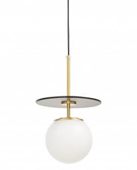 Elegancka czarno-złota szczotkowana lampa wisząca z białym szklanym kloszem Lumina Deco model Daltona