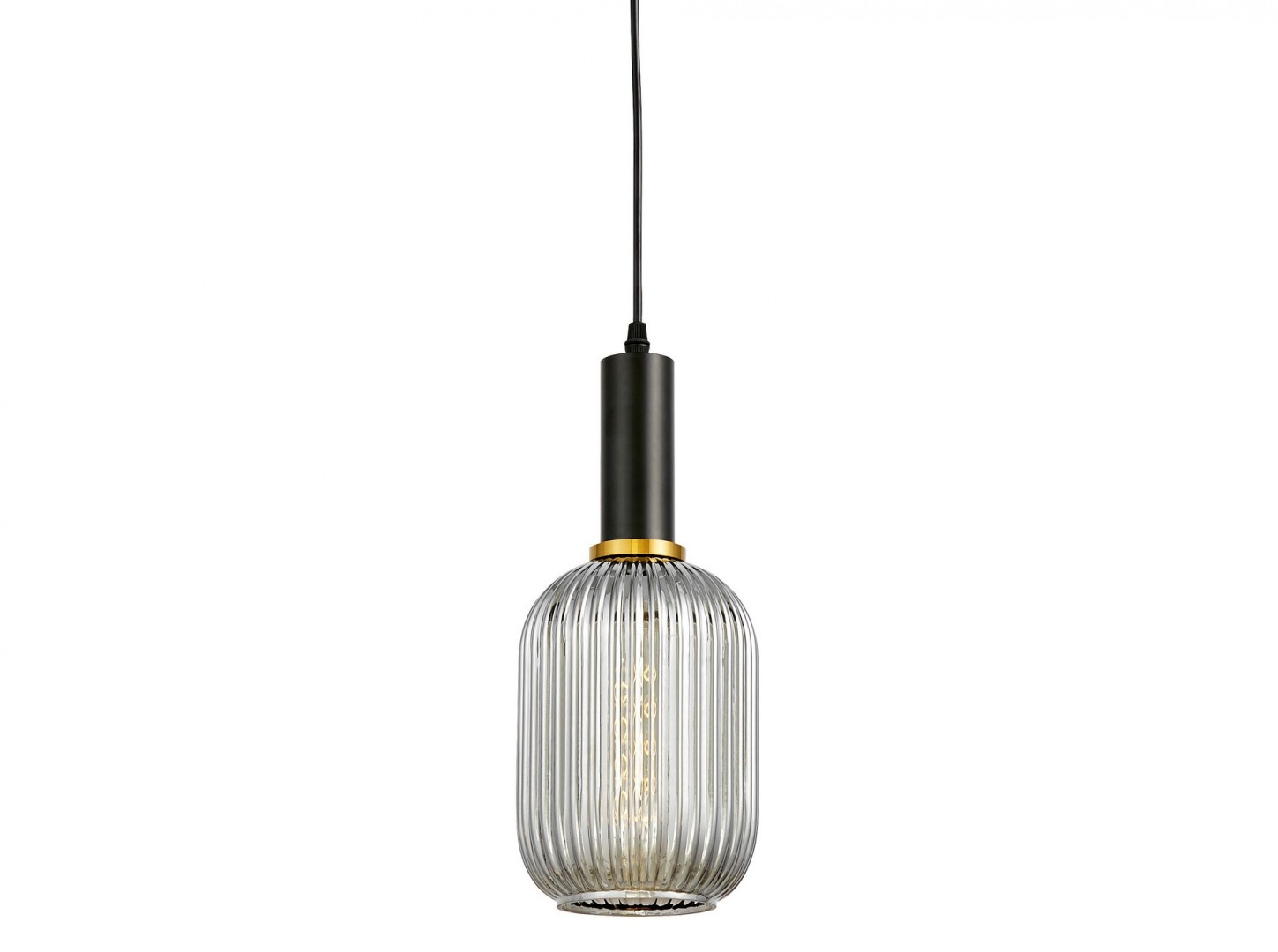 Lampa loft dymiona Rico Lumina Deco – widok z przodu, szklany klosz i złote wykończenie