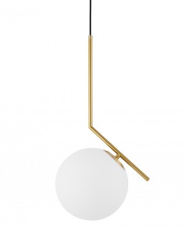 Lampa wisząca nowoczesna w kolorze złota szczotkowanego biała kula Sorento 20 Lumina Deco - elegancka lampa do salonu