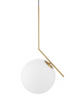LAMPA WISZĄCA NOWOCZESNA ZŁOTO SZCZOTKOWANE BIAŁA KULA SORENTO 25 LUMINA DECO