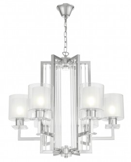 lampa wisząca nowoczesna Manhattan w chromowanym wykończeniu z geometrycznymi kloszami Lumina Deco