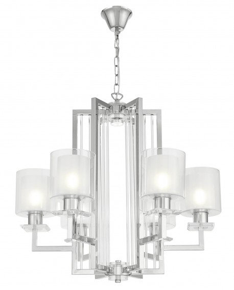 lampa wisząca nowoczesna Manhattan w chromowanym wykończeniu z geometrycznymi kloszami Lumina Deco