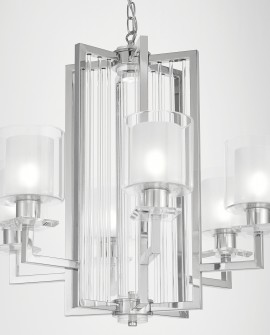 zbliżenie na konstrukcję lampy Manhattan chrom eleganckie pionowe klosze Lumina Deco