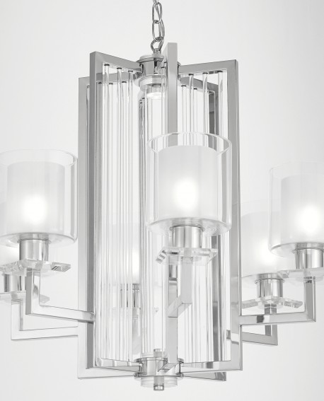 zbliżenie na konstrukcję lampy Manhattan chrom eleganckie pionowe klosze Lumina Deco