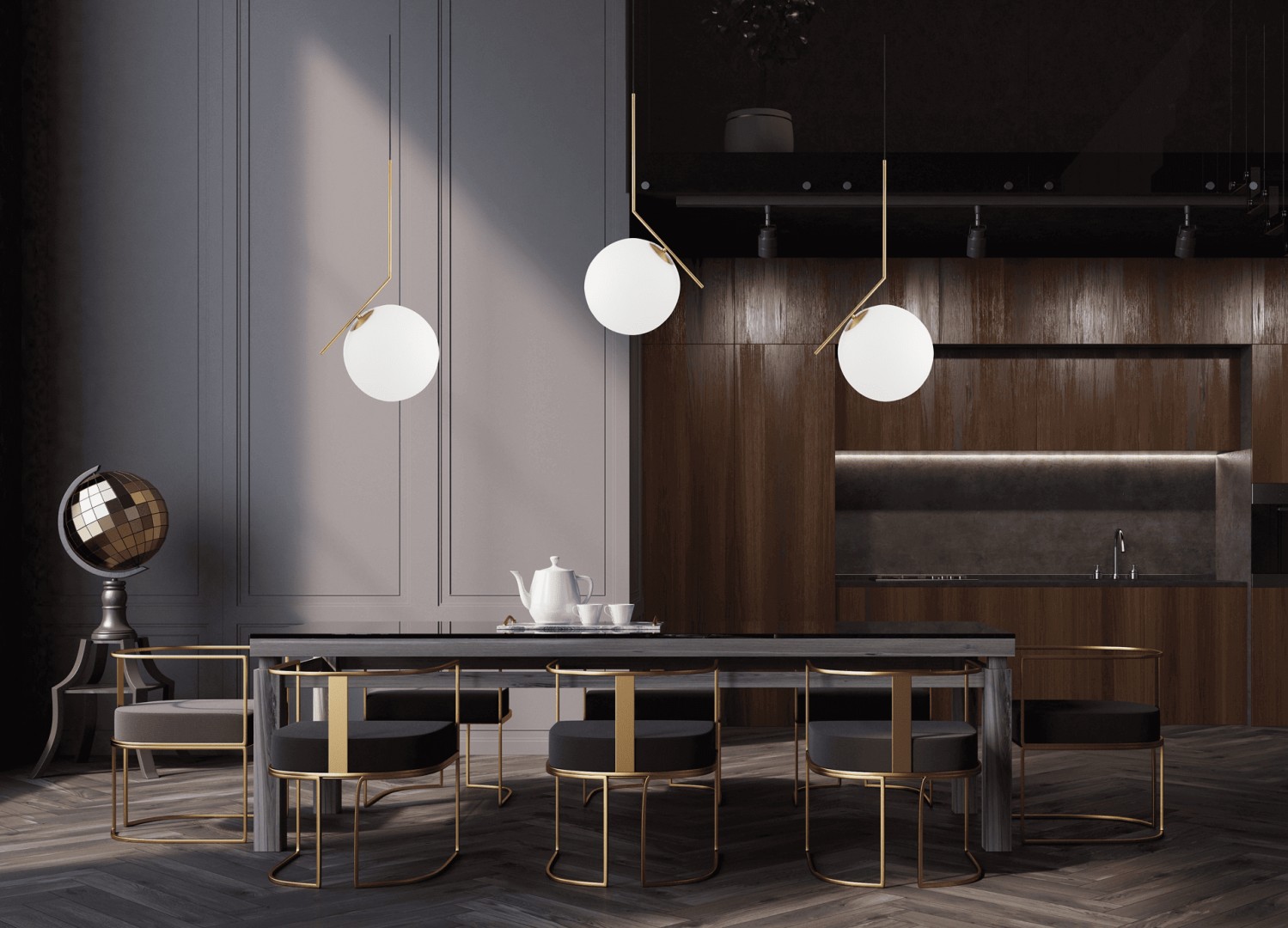 LAMPA WISZĄCA NOWOCZESNA ZŁOTO SZCZOTKOWANE BIAŁA KULA SORENTO 25 LUMINA DECO