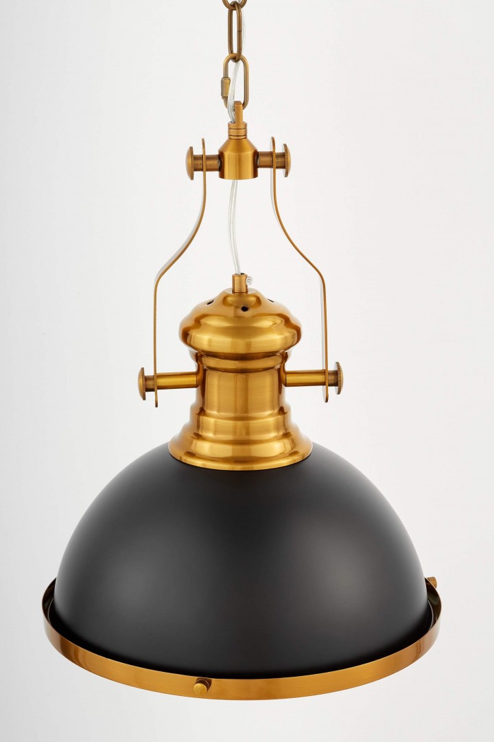 LAMPA WISZĄCA INDUSTRIALNA LOFT CZARNO-ZŁOTA SZCZOTKOWANA ETTORE LUMINA DECO