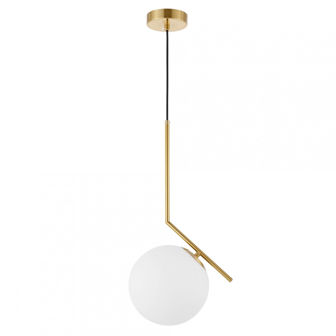 Lampa wisząca nowoczesna w kolorze złota szczotkowanego biała kula Sorento 20 Lumina Deco - elegancka lampa do salonu