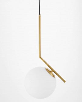 Lampa wisząca nowoczesna w kolorze złota szczotkowanego biała kula Sorento 20 Lumina Deco - elegancka lampa do salonu