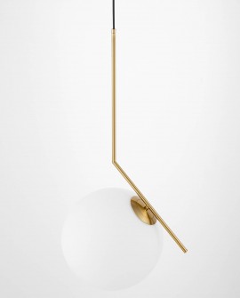LAMPA WISZĄCA NOWOCZESNA ZŁOTO SZCZOTKOWANE BIAŁA KULA SORENTO 25 LUMINA DECO