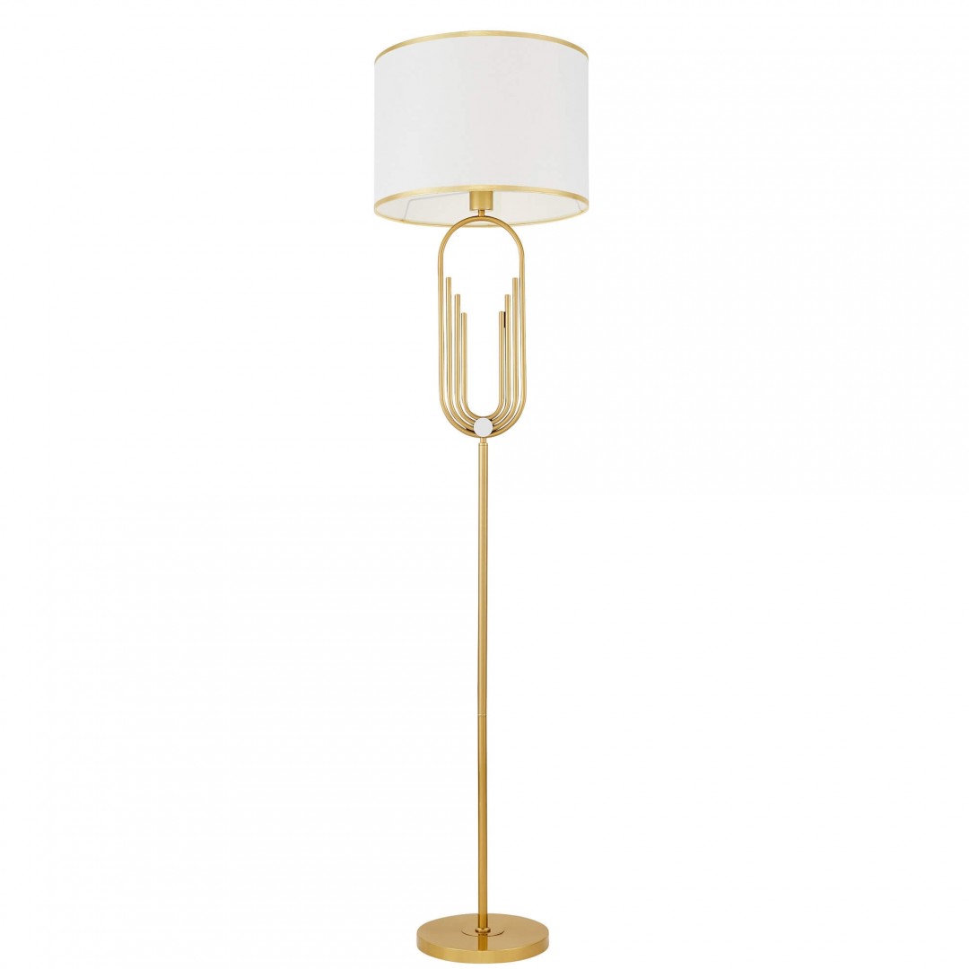 LAMPA STOJĄCA PODŁOGOWA BIAŁO-ZŁOTA SZCZOTKOWANA ZANETTI LUMINA DECO