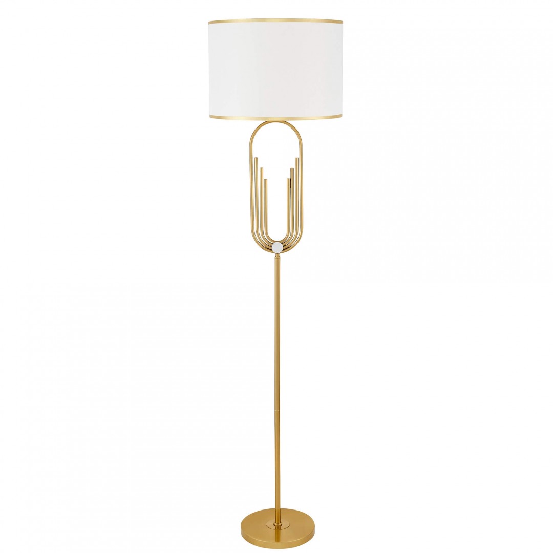 LAMPA STOJĄCA PODŁOGOWA BIAŁO-ZŁOTA SZCZOTKOWANA ZANETTI LUMINA DECO