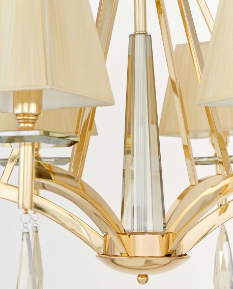 KLASYCZNY ŻYRANDOL KRYSZTAŁOWY ZŁOTY VALENTINA W6