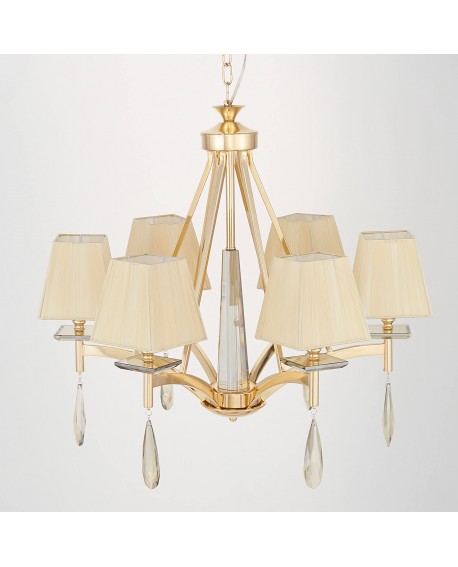 KLASYCZNY ŻYRANDOL KRYSZTAŁOWY ZŁOTY VALENTINA W6