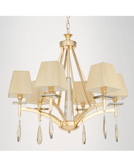 KLASYCZNY ŻYRANDOL KRYSZTAŁOWY ZŁOTY VALENTINA W6