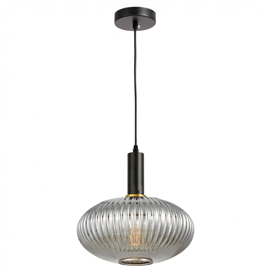 Dymiona lampa wisząca z szerokim szklanym kloszem w kształcie dysku Flori