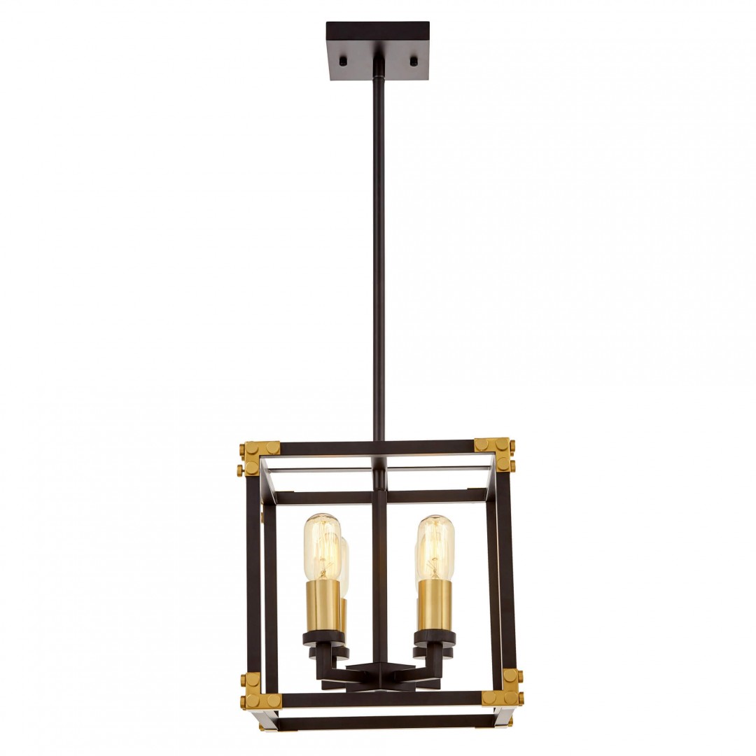 lampa wisząca waldorf w4 czarno złota szczotkowana widok z przodu na zawieszeniu