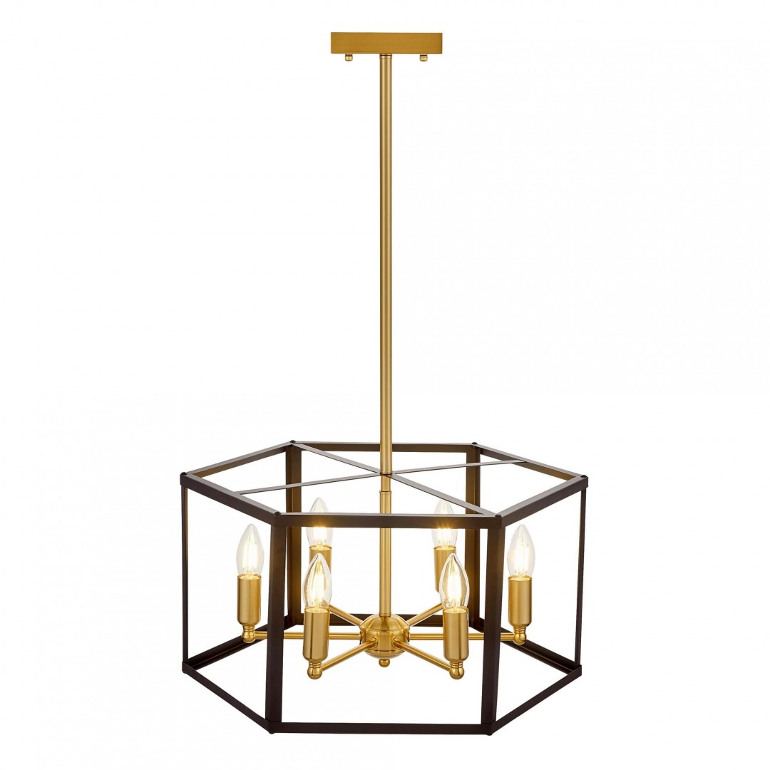 LAMPA WISZĄCA LOFT CZARNO-ZŁOTA SZCZOTKOWANA LORTON W6 LUMINA DECO