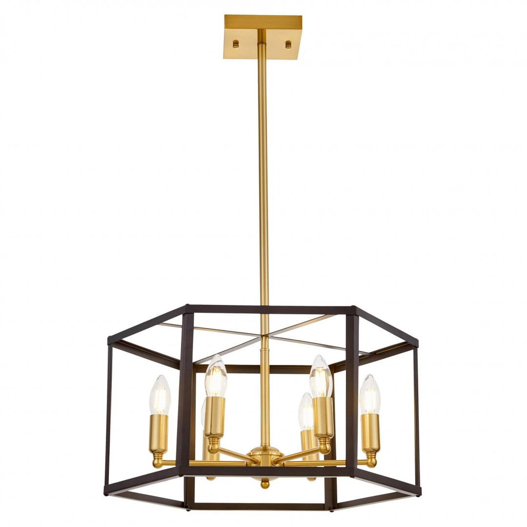 LAMPA WISZĄCA LOFT CZARNO-ZŁOTA SZCZOTKOWANA LORTON W6 LUMINA DECO