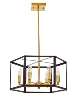 LAMPA WISZĄCA LOFT CZARNO-ZŁOTA SZCZOTKOWANA LORTON W6 LUMINA DECO