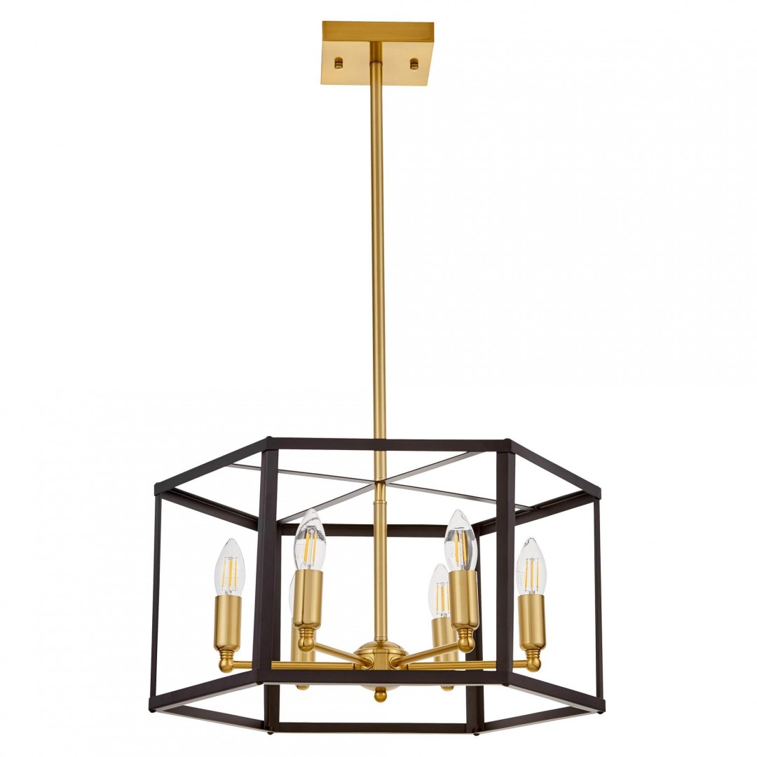 LAMPA WISZĄCA LOFT CZARNO-ZŁOTA SZCZOTKOWANA LORTON W6 LUMINA DECO