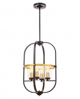 LAMPA WISZĄCA LOFT CZARNO-ZŁOTA SZCZOTKOWANA MONTEREY W4 LUMINA DECO