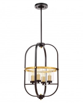 LAMPA WISZĄCA LOFT CZARNO-ZŁOTA SZCZOTKOWANA MONTEREY W4 LUMINA DECO
