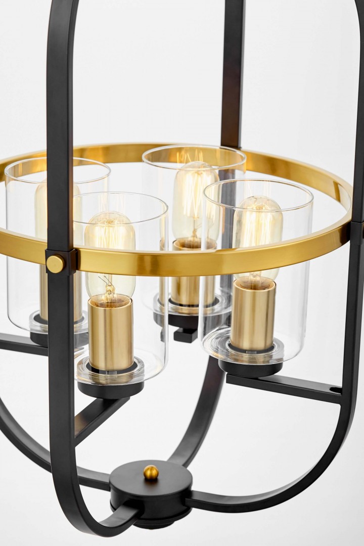 LAMPA WISZĄCA LOFT CZARNO-ZŁOTA SZCZOTKOWANA MONTEREY W4 LUMINA DECO