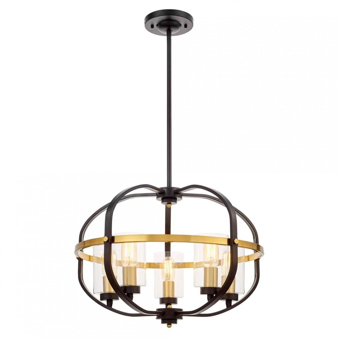 LAMPA WISZĄCA LOFT CZARNO-ZŁOTA SZCZOTKOWANA MONTEREY W5 LUMINA DECO