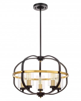 LAMPA WISZĄCA LOFT CZARNO-ZŁOTA SZCZOTKOWANA MONTEREY W5 LUMINA DECO