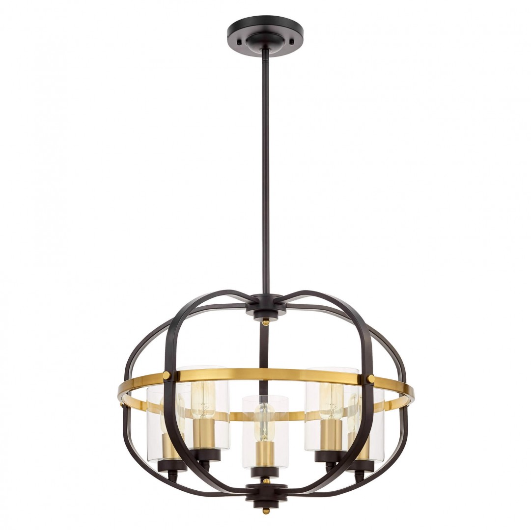 LAMPA WISZĄCA LOFT CZARNO-ZŁOTA SZCZOTKOWANA MONTEREY W5 LUMINA DECO