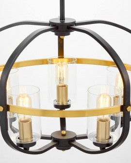 LAMPA WISZĄCA LOFT CZARNO-ZŁOTA SZCZOTKOWANA MONTEREY W5 LUMINA DECO