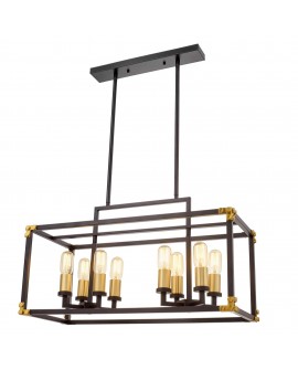 LAMPA WISZĄCA LOFT CZARNO-MOSIĘŻNA WALDORF W8 LUMINA DECO