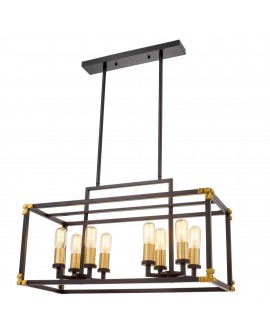 LAMPA WISZĄCA LOFT CZARNO-ZŁOTA SZCZOTKOWANA WALDORF W8 LUMINA DECO