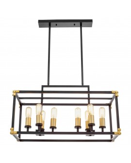 LAMPA WISZĄCA LOFT CZARNO-ZŁOTA SZCZOTKOWANA WALDORF W8 LUMINA DECO