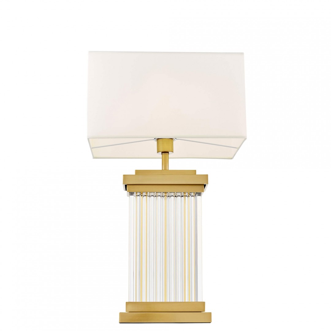 lampa glamour białо-złota szczotkowana davos lumina deco – detal podstawy i klosza