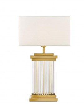 lampa nocna glamour białо-złota szczotkowana davos lumina deco – widok główny