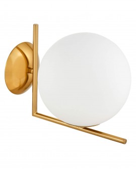 KINKIET LAMPA ŚCIENNA NOWOCZESNA ZŁOTO SZCZOTKOWANE BIAŁA KULA SORENTO 20 LUMINA DECO