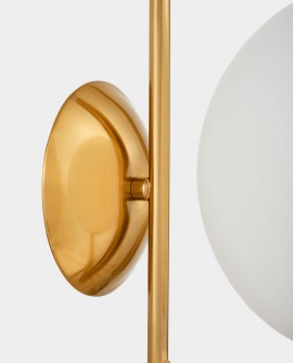 KINKIET LAMPA ŚCIENNA NOWOCZESNA ZŁOTO SZCZOTKOWANE BIAŁA KULA SORENTO 20 LUMINA DECO