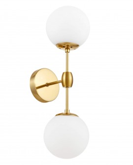 KINKIET LAMPA ŚCIENNA LOFT ZŁOTO SZCZOTKOWANE BIAŁA ZODIAK W2