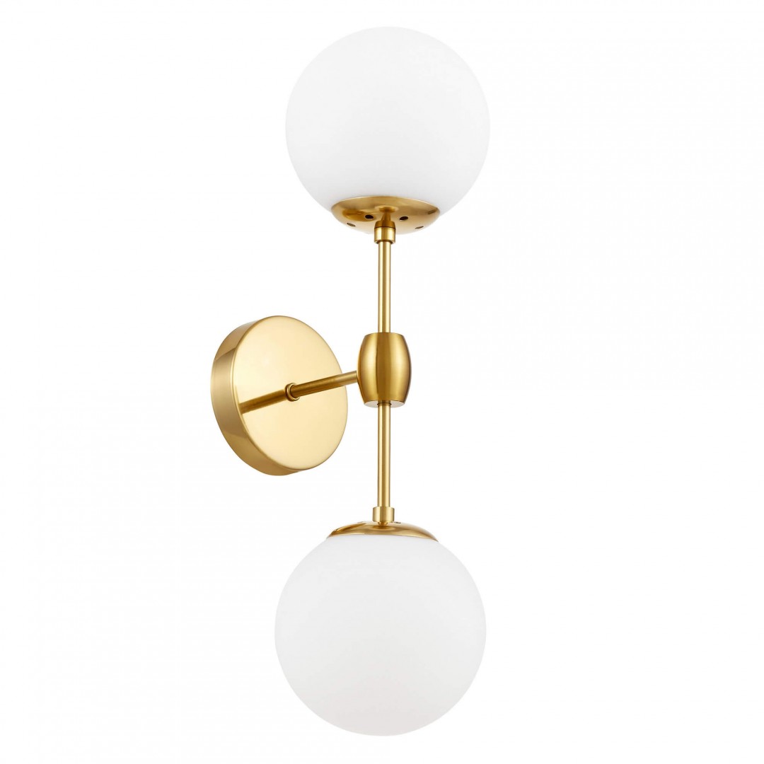 KINKIET LAMPA ŚCIENNA LOFT ZŁOTO SZCZOTKOWANE BIAŁA ZODIAK W2 LUMINA DECO