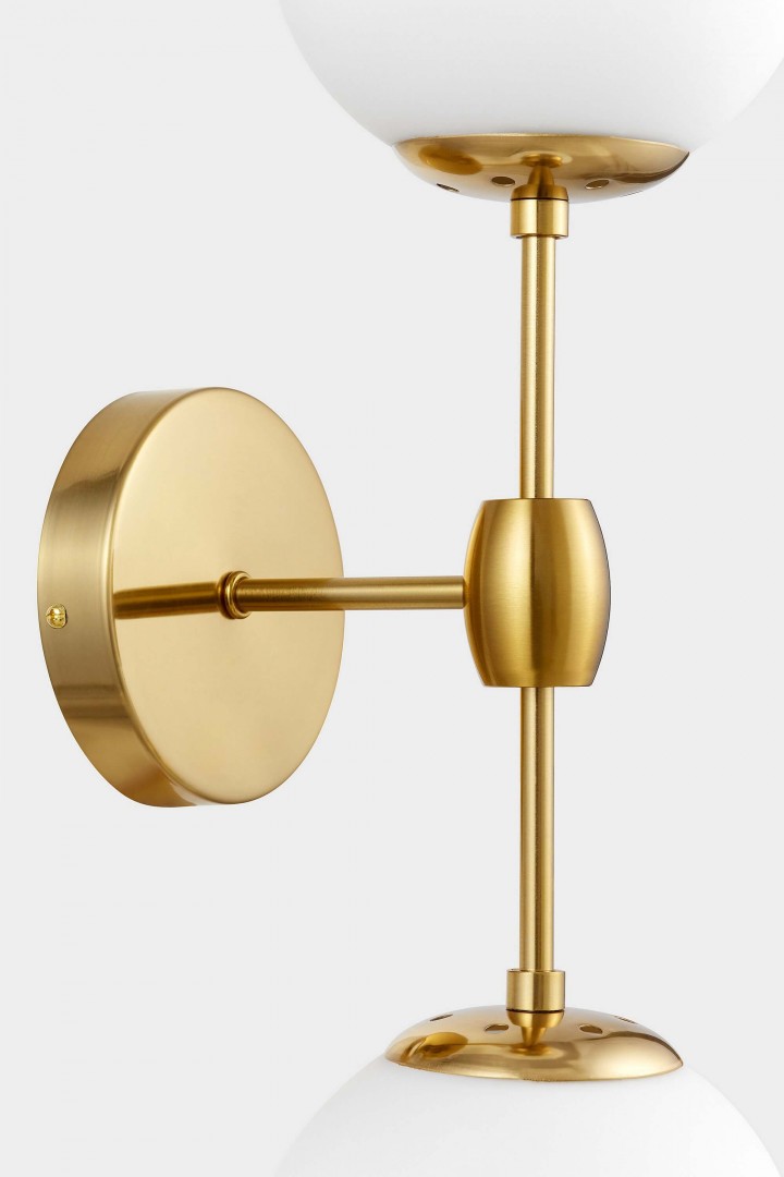 KINKIET LAMPA ŚCIENNA LOFT ZŁOTO SZCZOTKOWANE BIAŁA ZODIAK W2 LUMINA DECO