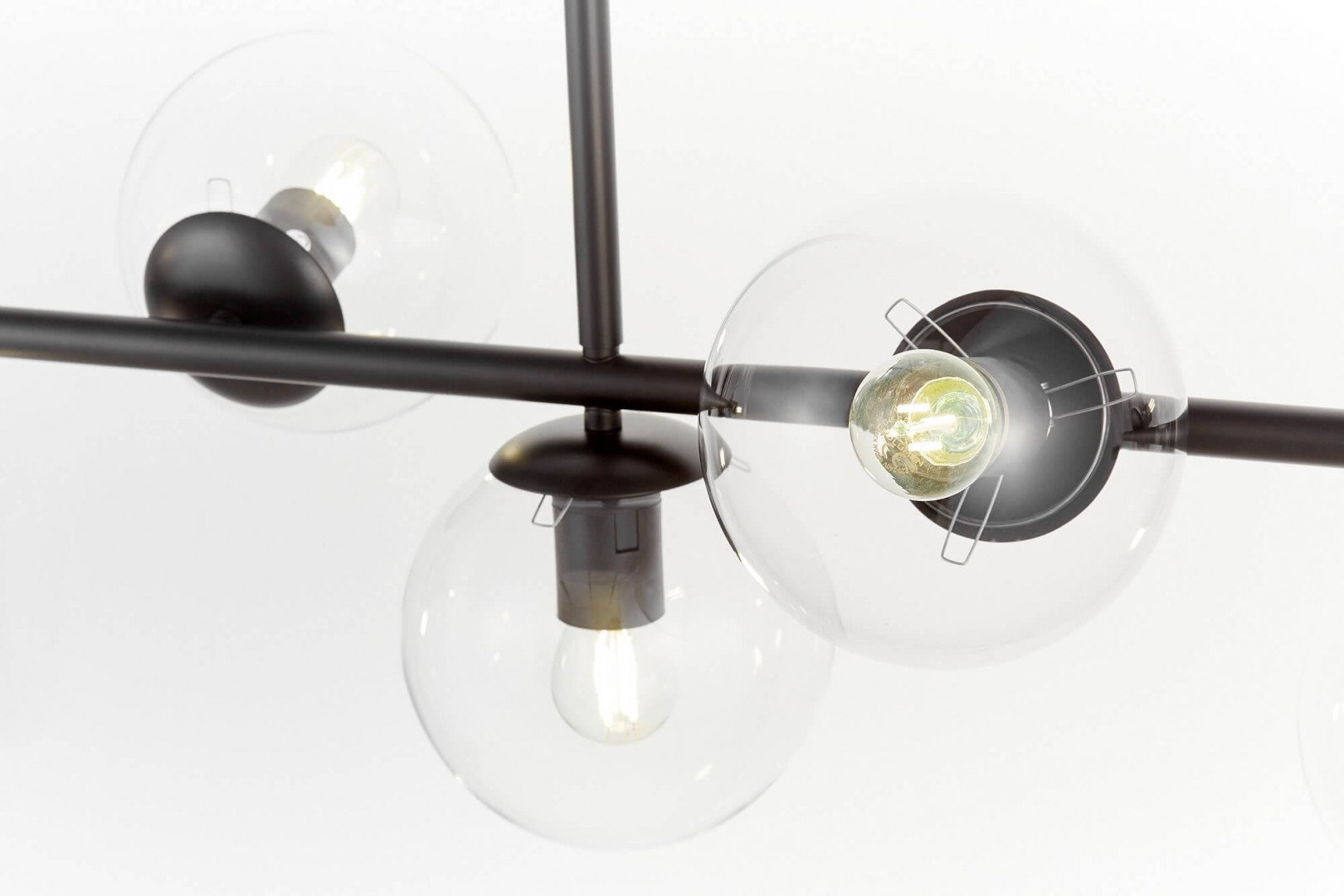 LAMPA WISZĄCA LOFT CZARNO-PRZEZROCZYSTA KULE FREDICA 7 LUMINA DECO