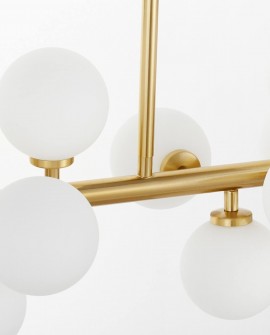 Lampa wisząca złota szczotkowana białe kule Petrica 16 Lumina Deco widok z przodu