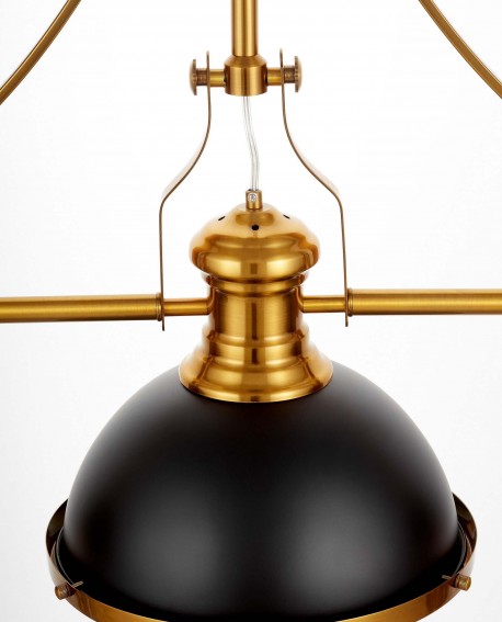 POTRÓJNA LAMPA WISZĄCA INDUSTRIALNA CZARNO-MOSIĘŻNA ETTORE W3 LUMINA DECO