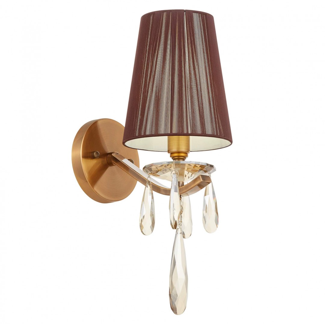 LAMPA ŚCIENNA KINKIET KRYSZTAŁOWY ZŁOTO SZCZOTKOWANE ALESSIA W1