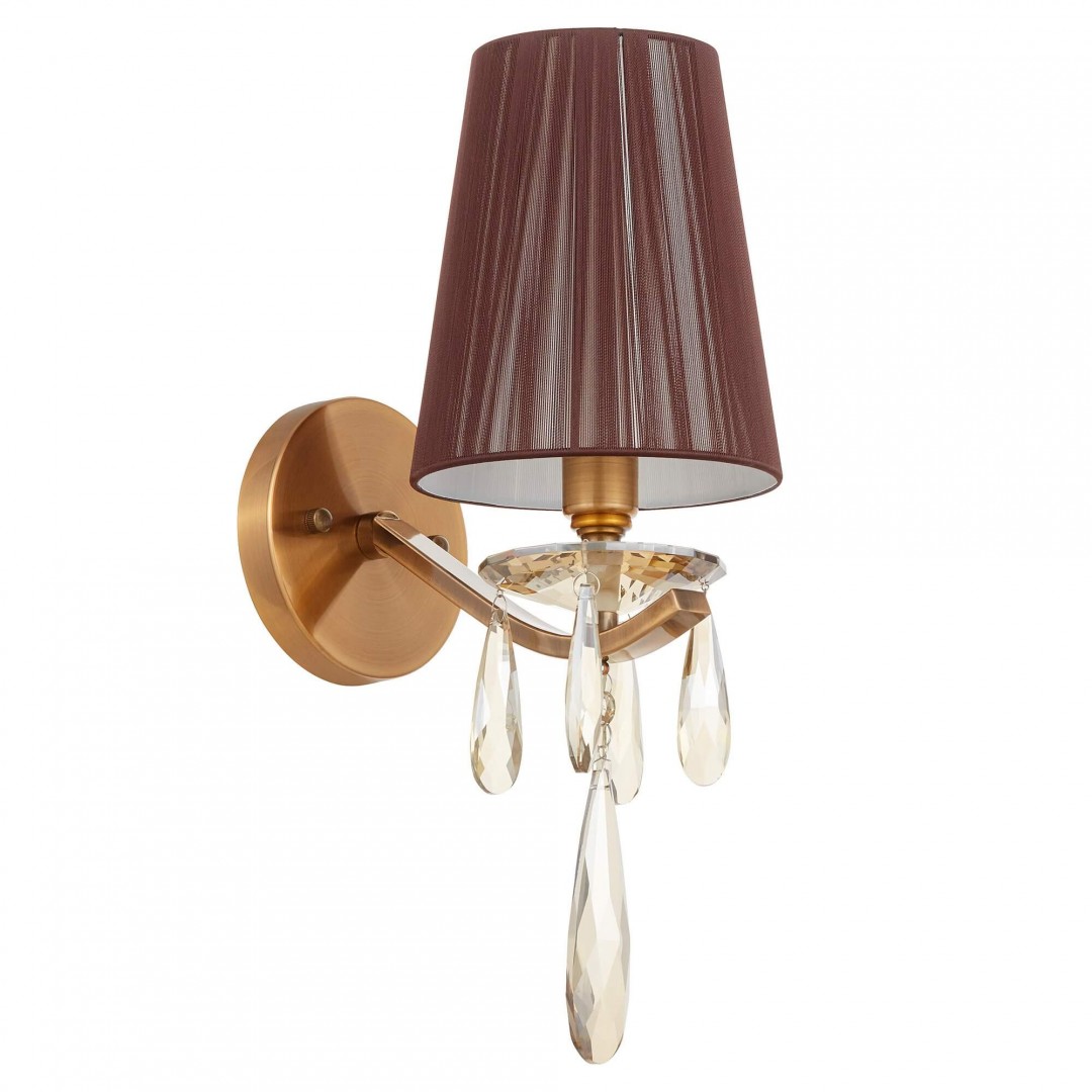 LAMPA ŚCIENNA KINKIET KRYSZTAŁOWY ZŁOTO SZCZOTKOWANE ALESSIA W1