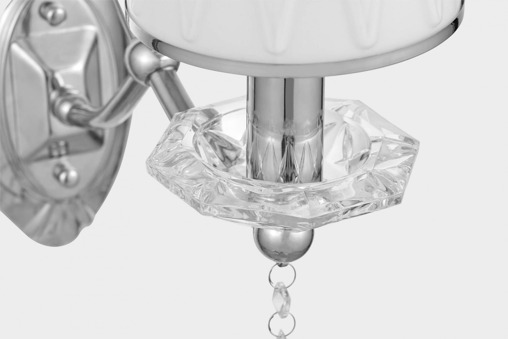 KINKIET LAMPA ŚCIENNA KRYSZTAŁOWA CHROM DOMINNI W1 LUMINA DECO